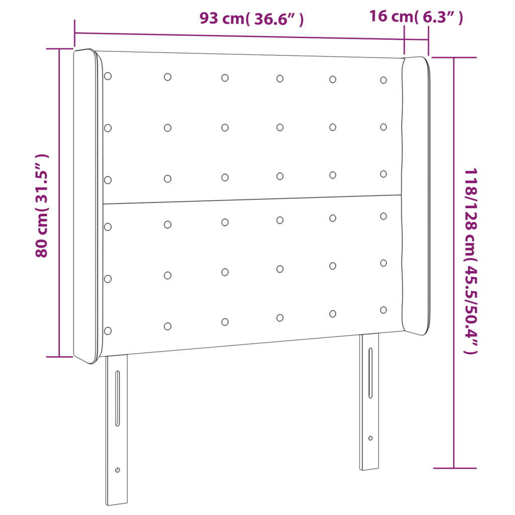 vidaXL Κεφαλάρι Κρεβατιού LED Σκούρο Καφέ 93x16x118/128 εκ.Υφασμάτινο