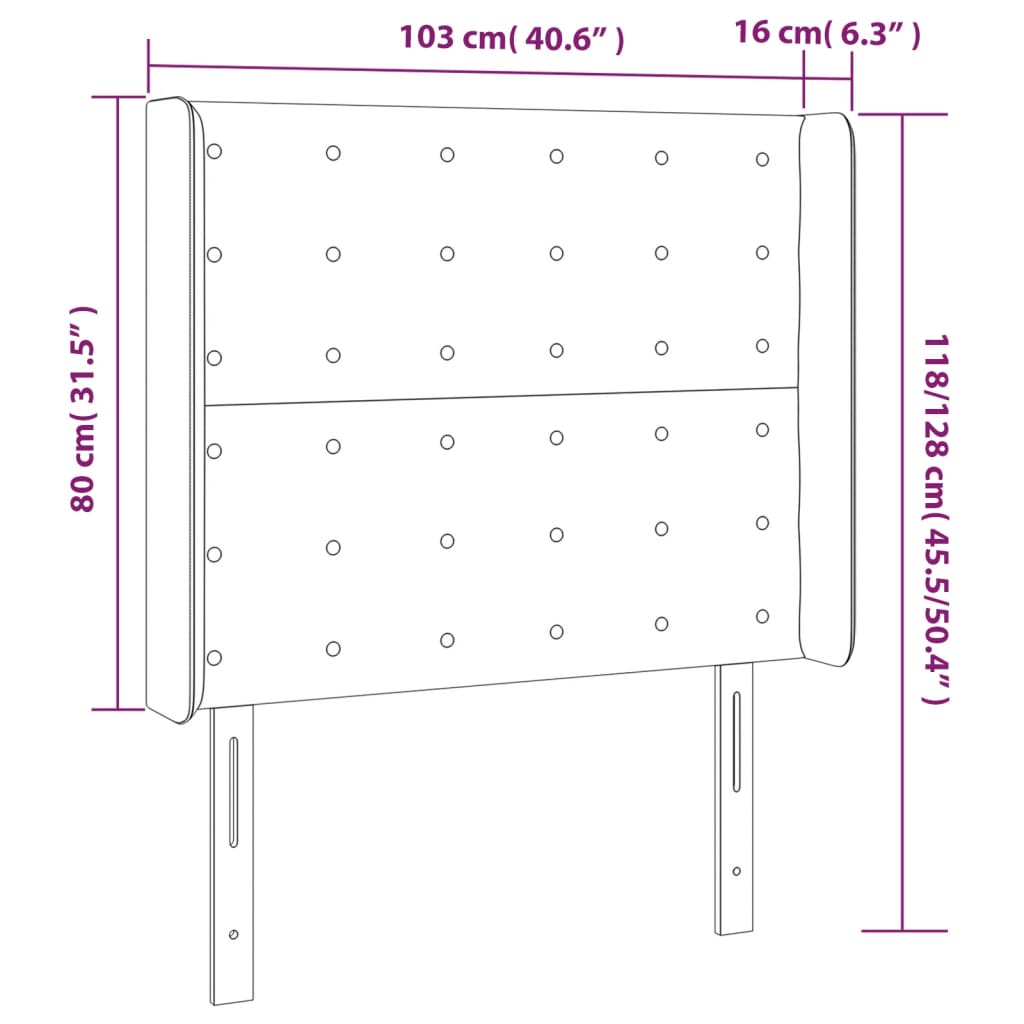 vidaXL Κεφαλάρι Κρεβατιού LED Μαύρο 103x16x118/128 εκ. Βελούδινο