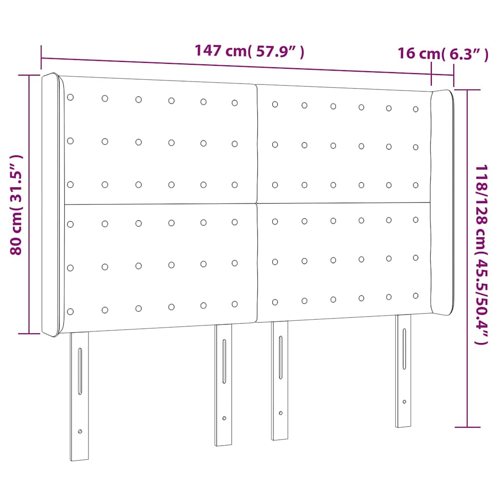 vidaXL Κεφαλάρι Κρεβατιού LED Σκούρο Πράσινο 147x16x118/128 εκ