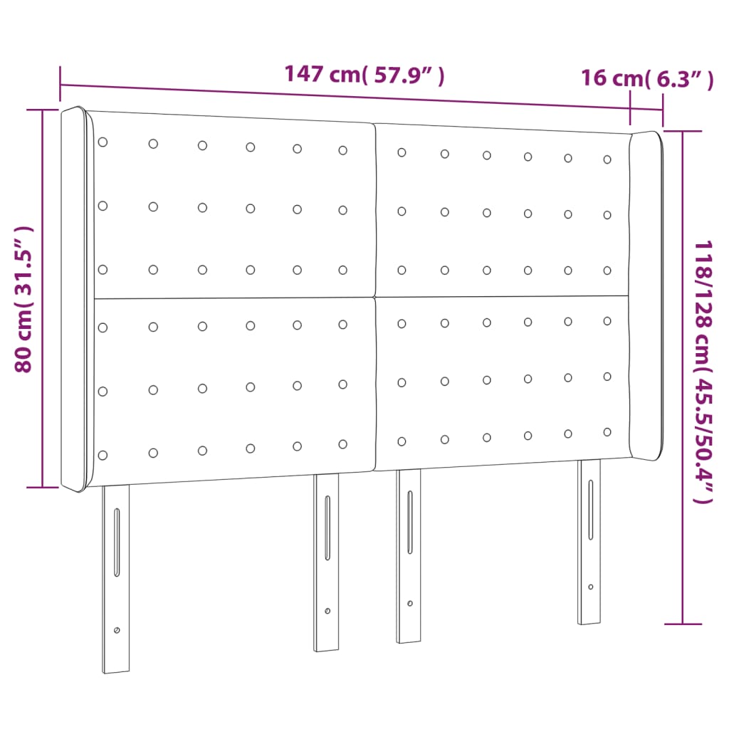 vidaXL Κεφαλάρι Κρεβατιού LED Σκούρο Μπλε 147x16x118/128 εκ. Βελούδινο