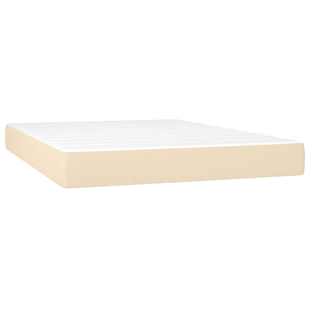 vidaXL Κρεβάτι Boxspring με Στρώμα Κρεμ 140x190 εκ. Υφασμάτινο
