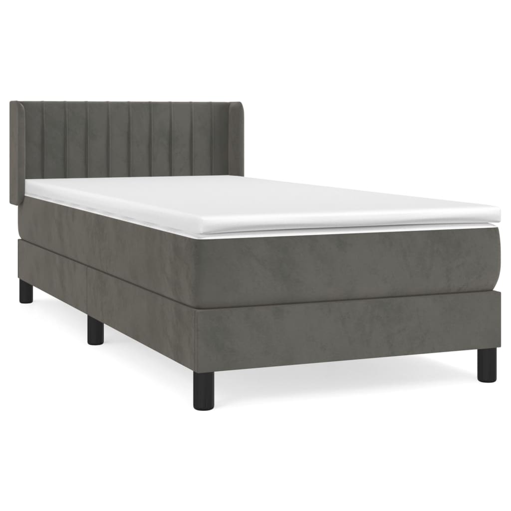 vidaXL Κρεβάτι Boxspring με Στρώμα Σκούρο Γκρι 80x200 εκ. Βελούδινο