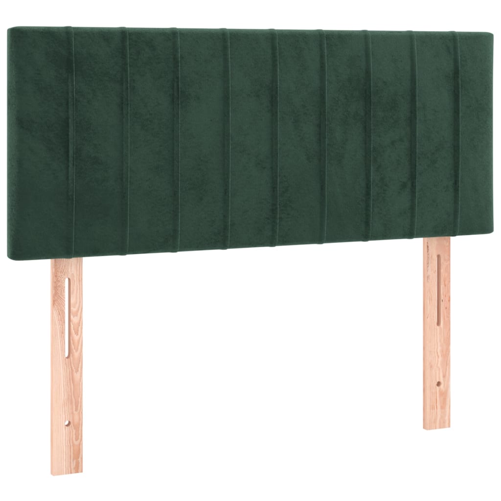 vidaXL Κρεβάτι Boxspring με Στρώμα Σκούρο Πράσινο 90x190 εκ. Βελούδινο
