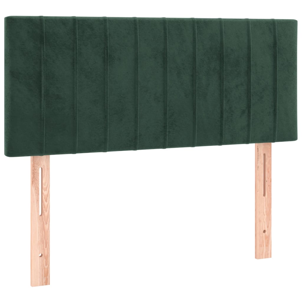 vidaXL Κρεβάτι Boxspring με Στρώμα Σκούρο Πράσινο 100x200εκ. Βελούδινο
