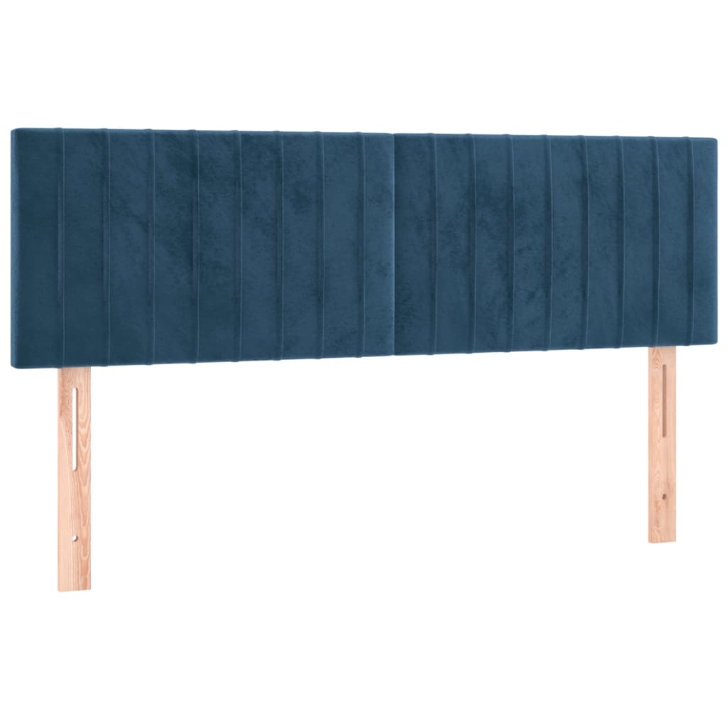 vidaXL Κρεβάτι Boxspring με Στρώμα Σκούρο Μπλε 140x190 εκ. Βελούδινο