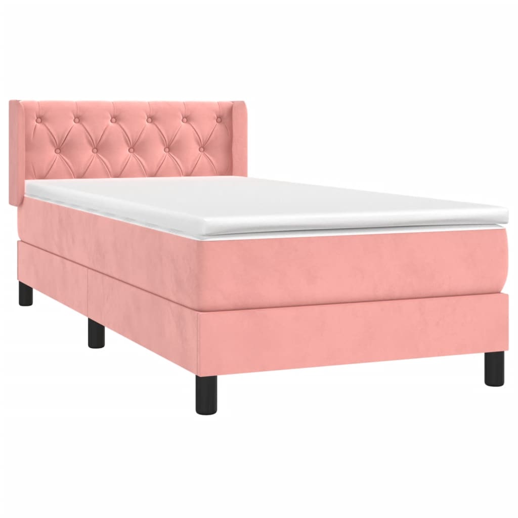 vidaXL Κρεβάτι Boxspring με Στρώμα Ροζ 80 x 200 εκ. Βελούδινο