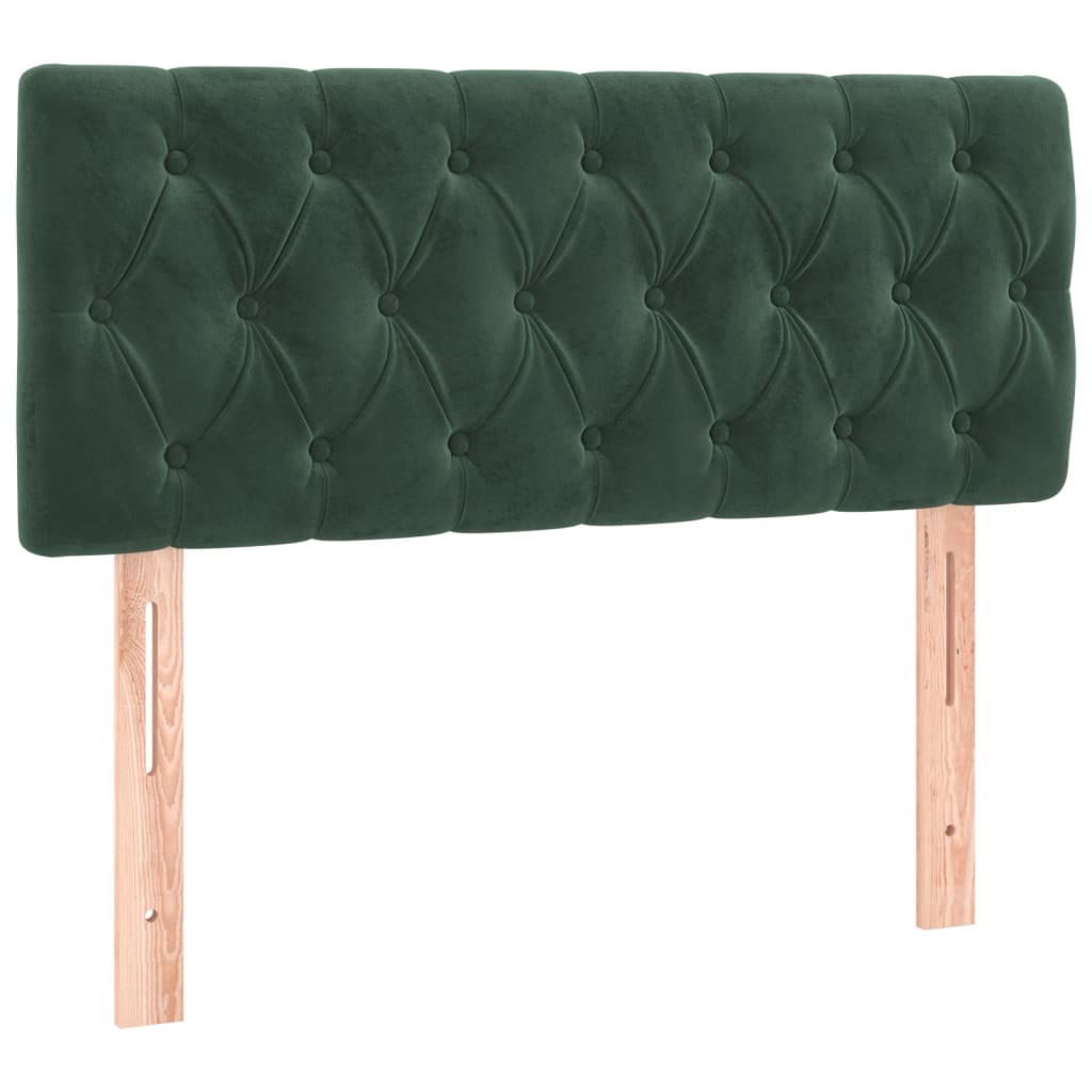 vidaXL Κρεβάτι Boxspring με Στρώμα Σκούρο Πράσινο 90x200 εκ. Βελούδινο
