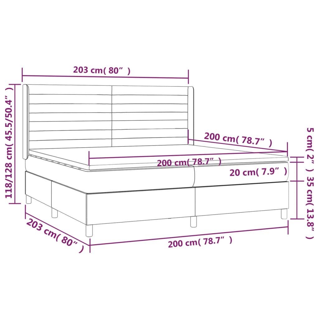 vidaXL Κρεβάτι Boxspring με Στρώμα Μπλε 200x200 εκ. Υφασμάτινο