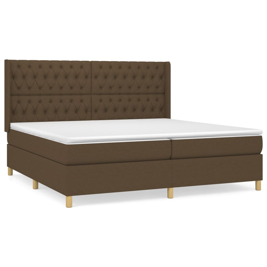 vidaXL Κρεβάτι Boxspring με Στρώμα Σκούρο Καφέ 200x200 εκ. Υφασμάτινο