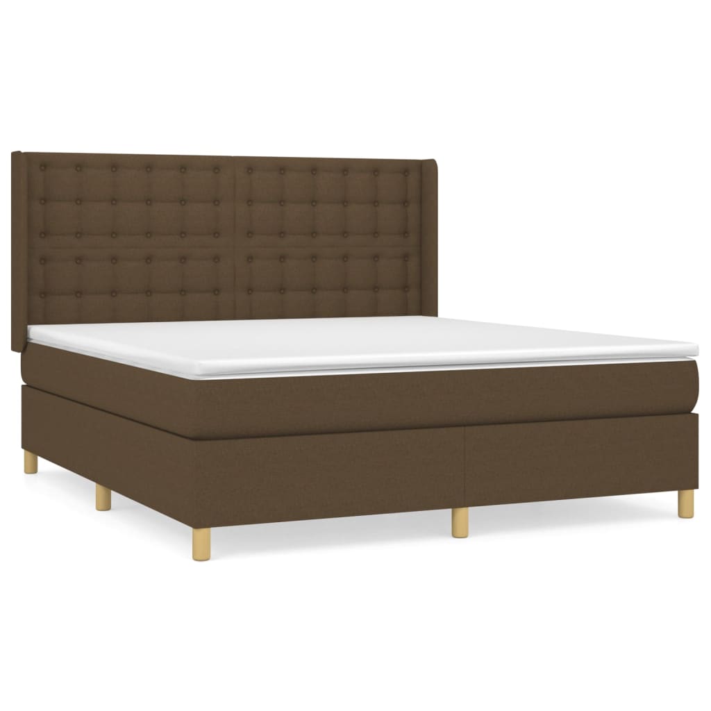 vidaXL Κρεβάτι Boxspring με Στρώμα Σκούρο Καφέ 180x200 εκ Υφασμάτινο