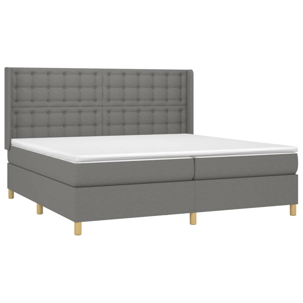 vidaXL Κρεβάτι Boxspring με Στρώμα Σκούρο Γκρι 200x200 εκ. Υφασμάτινο