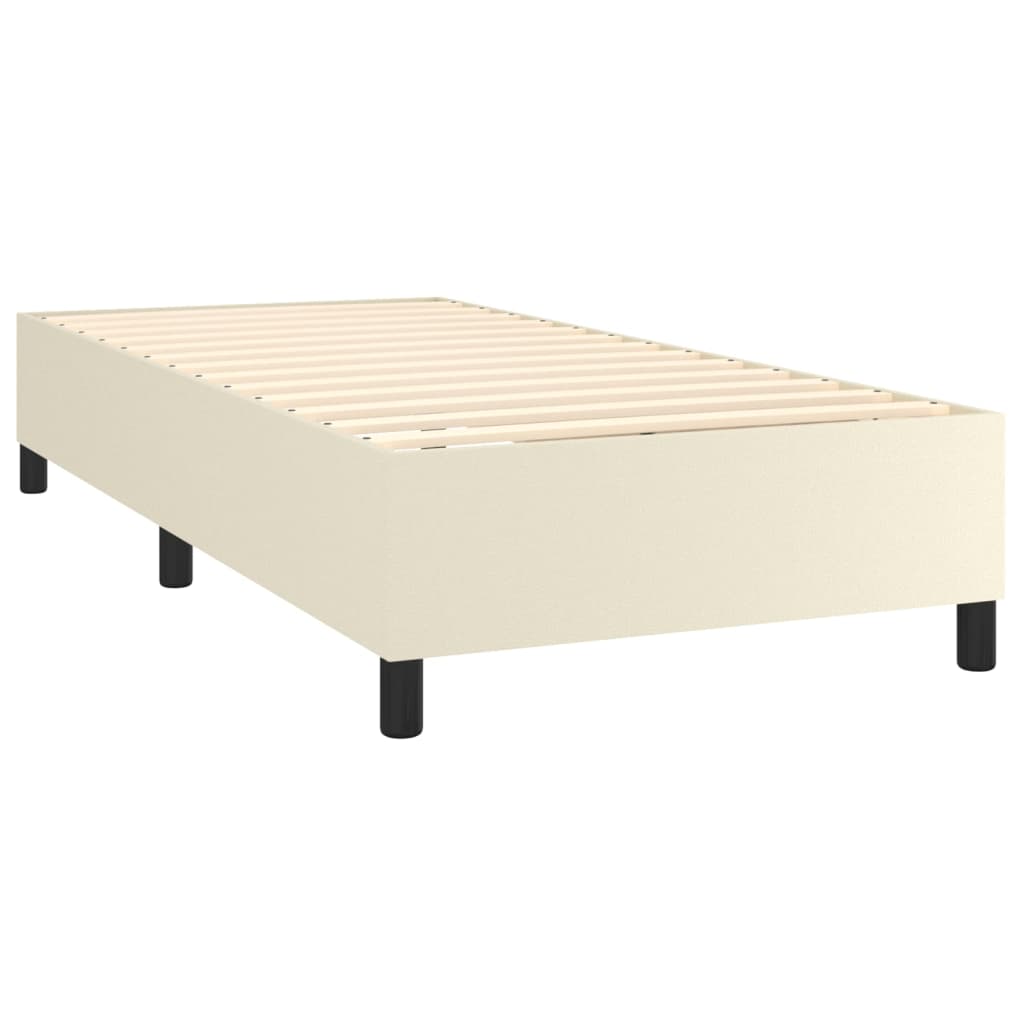 vidaXL Κρεβάτι Boxspring με Στρώμα Κρεμ 100x200εκ. από Συνθετικό Δέρμα