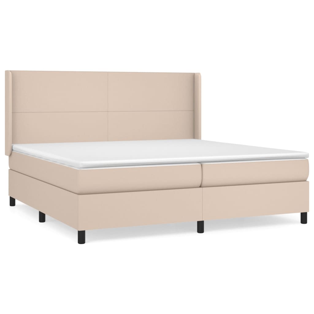 vidaXL Κρεβάτι Boxspring με Στρώμα Καπουτσίνο 200x200εκ.από Συνθ.Δέρμα