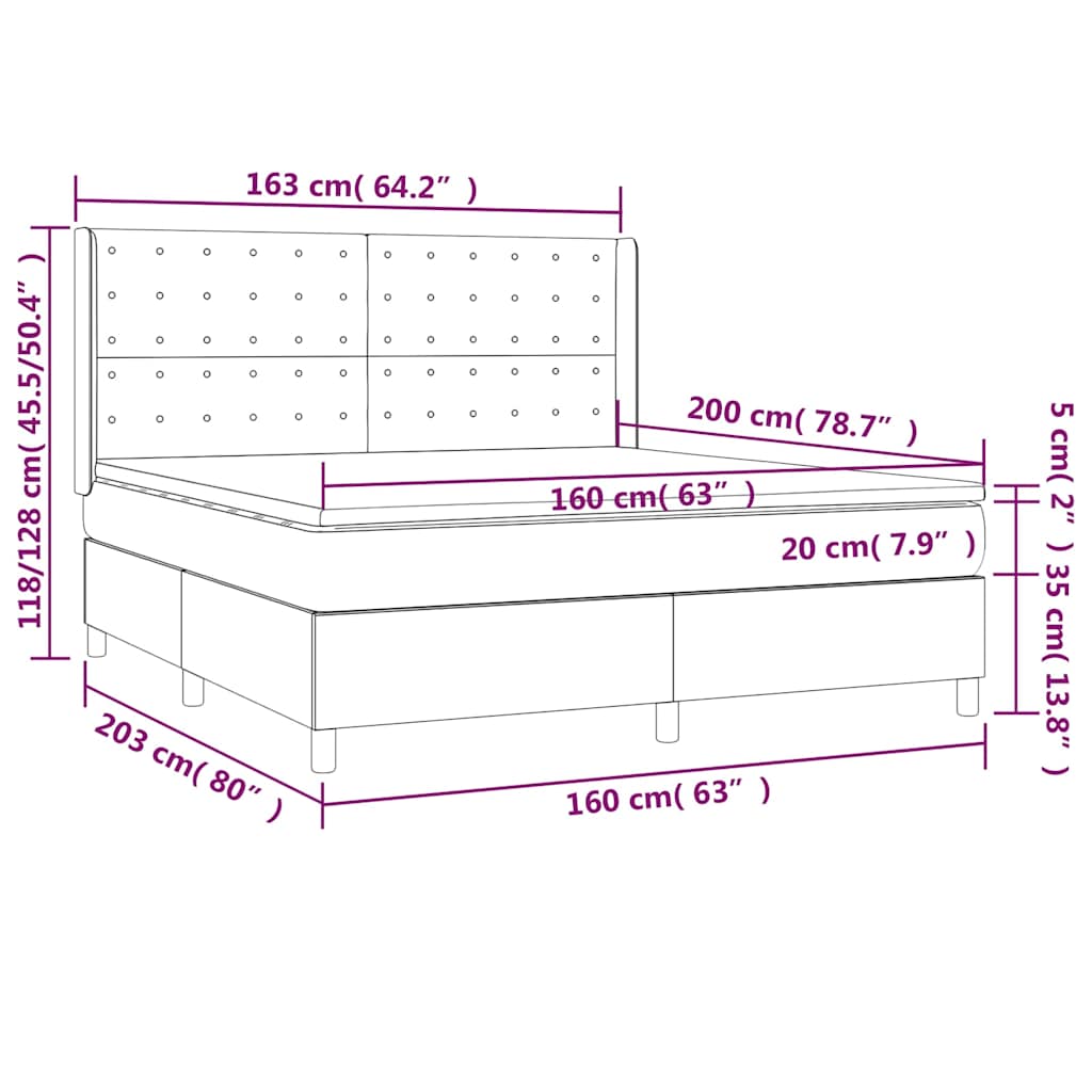 vidaXL Κρεβάτι Boxspring με Στρώμα Καπουτσίνο 160x200εκ.από Συνθ.Δέρμα