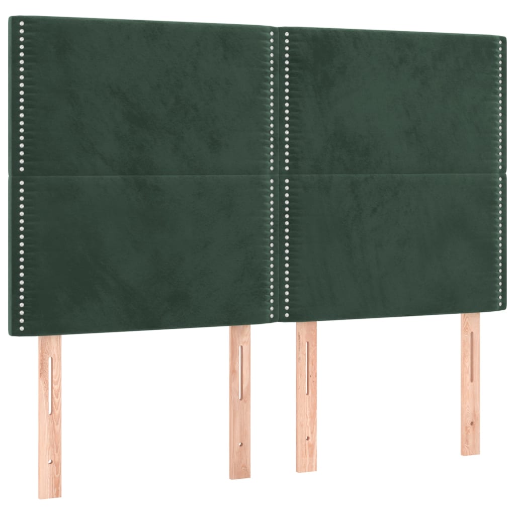 vidaXL Κρεβάτι Boxspring με Στρώμα Σκούρο Πράσινο 140x200εκ. Βελούδινο