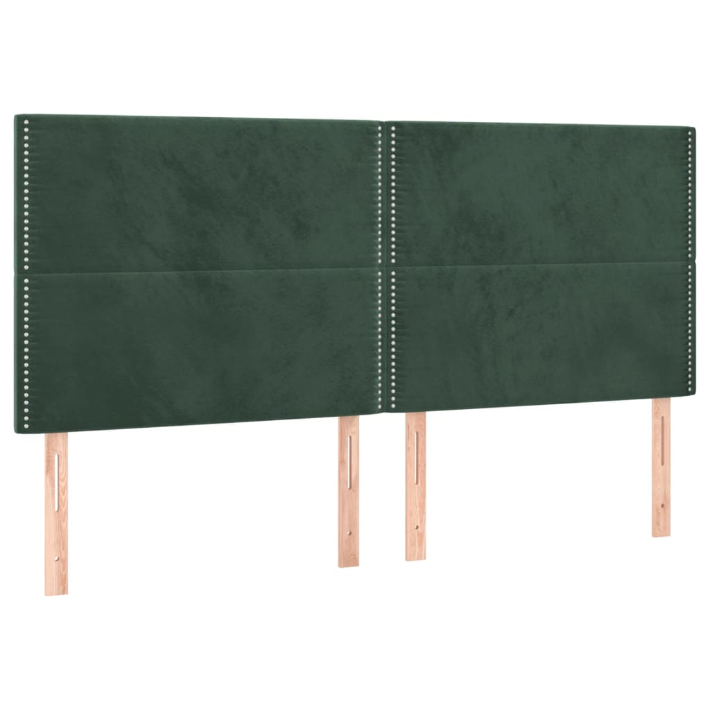 vidaXL Κρεβάτι Boxspring με Στρώμα Σκούρο Πράσινο 160x200εκ. Βελούδινο