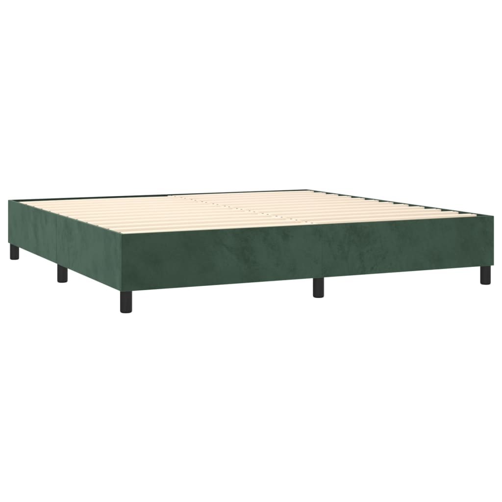 vidaXL Κρεβάτι Boxspring με Στρώμα Σκούρο Πράσινο 180x200εκ. Βελούδινο