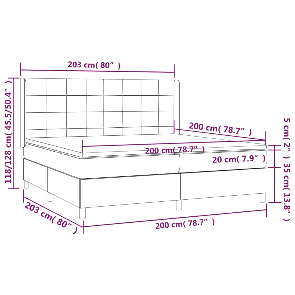 vidaXL Κρεβάτι Boxspring με Στρώμα Μαύρο 200x200 εκ. Βελούδινο