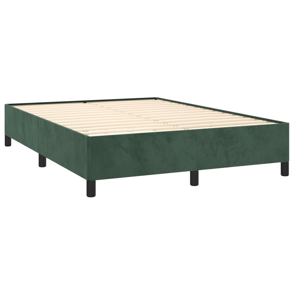 vidaXL Κρεβάτι Boxspring με Στρώμα Σκούρο Πράσινο 140x190εκ. Βελούδινο