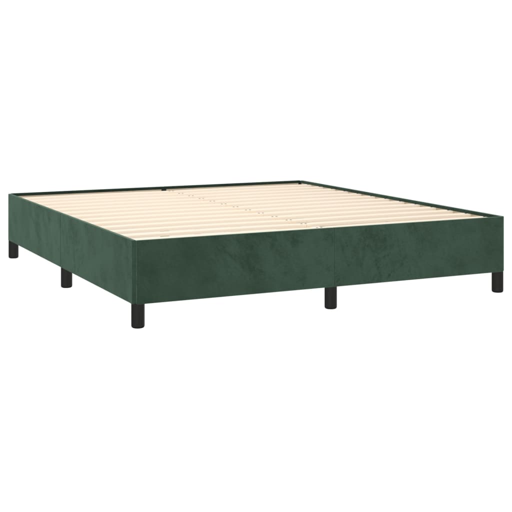 vidaXL Κρεβάτι Boxspring με Στρώμα Σκούρο Πράσινο 160x200εκ. Βελούδινο
