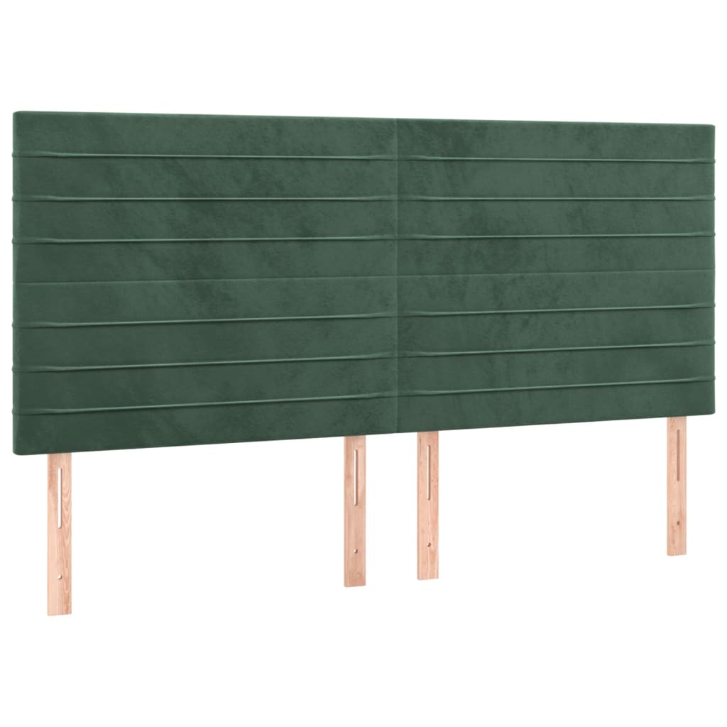 vidaXL Κρεβάτι Boxspring με Στρώμα Σκούρο Πράσινο 160x200εκ. Βελούδινο