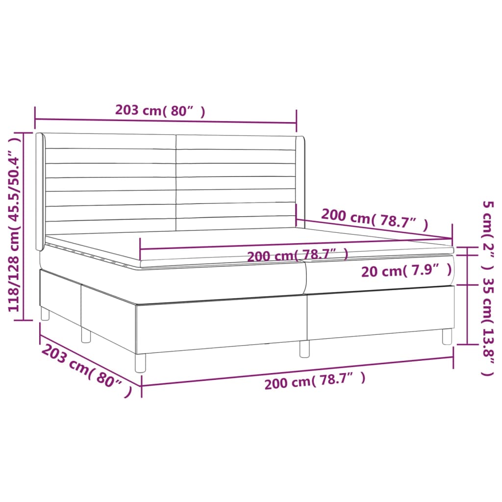 vidaXL Κρεβάτι Boxspring με Στρώμα Σκούρο Πράσινο 200x200εκ. Βελούδινο