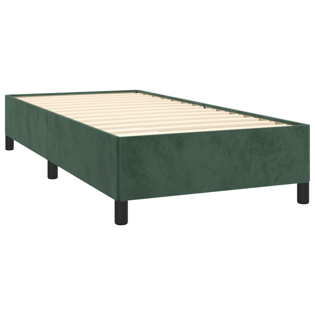 vidaXL Κρεβάτι Boxspring με Στρώμα Σκούρο Πράσινο 80x200 εκ. Βελούδινο