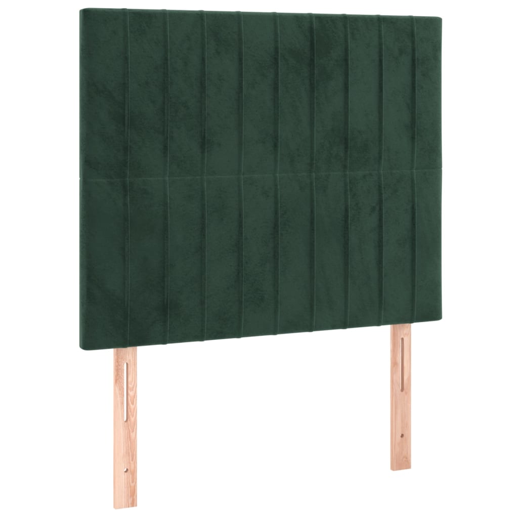 vidaXL Κρεβάτι Boxspring με Στρώμα Σκούρο Πράσινο 100x200εκ. Βελούδινο