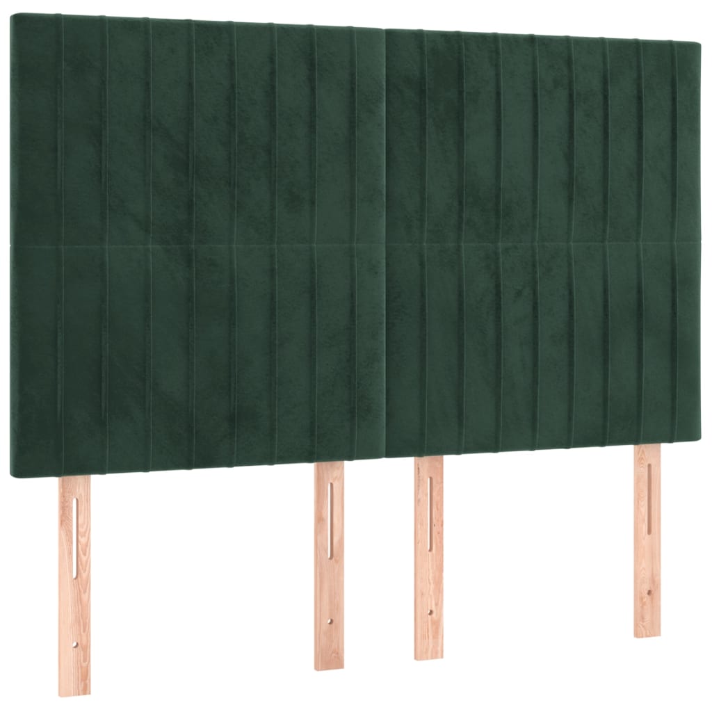 vidaXL Κρεβάτι Boxspring με Στρώμα Σκούρο Πράσινο 140x190εκ. Βελούδινο