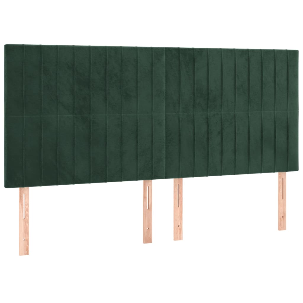 vidaXL Κρεβάτι Boxspring με Στρώμα Σκούρο Πράσινο 160x200εκ. Βελούδινο