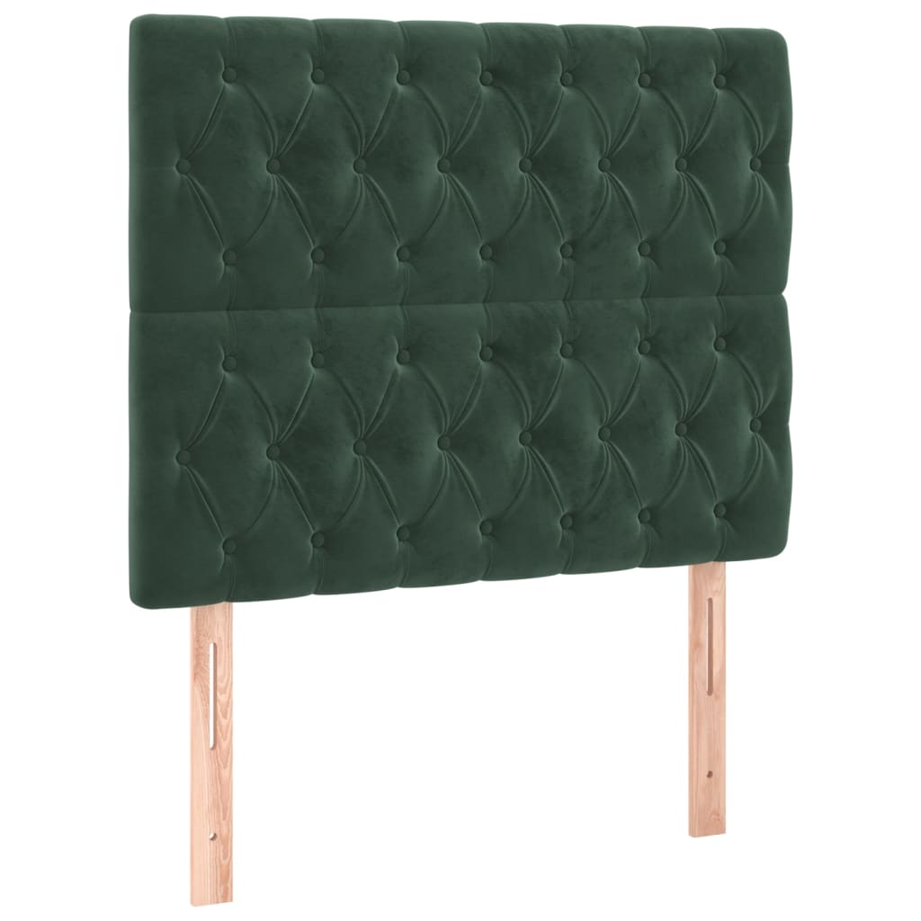 vidaXL Κρεβάτι Boxspring με Στρώμα Σκούρο Πράσινο 90x190 εκ. Βελούδινο