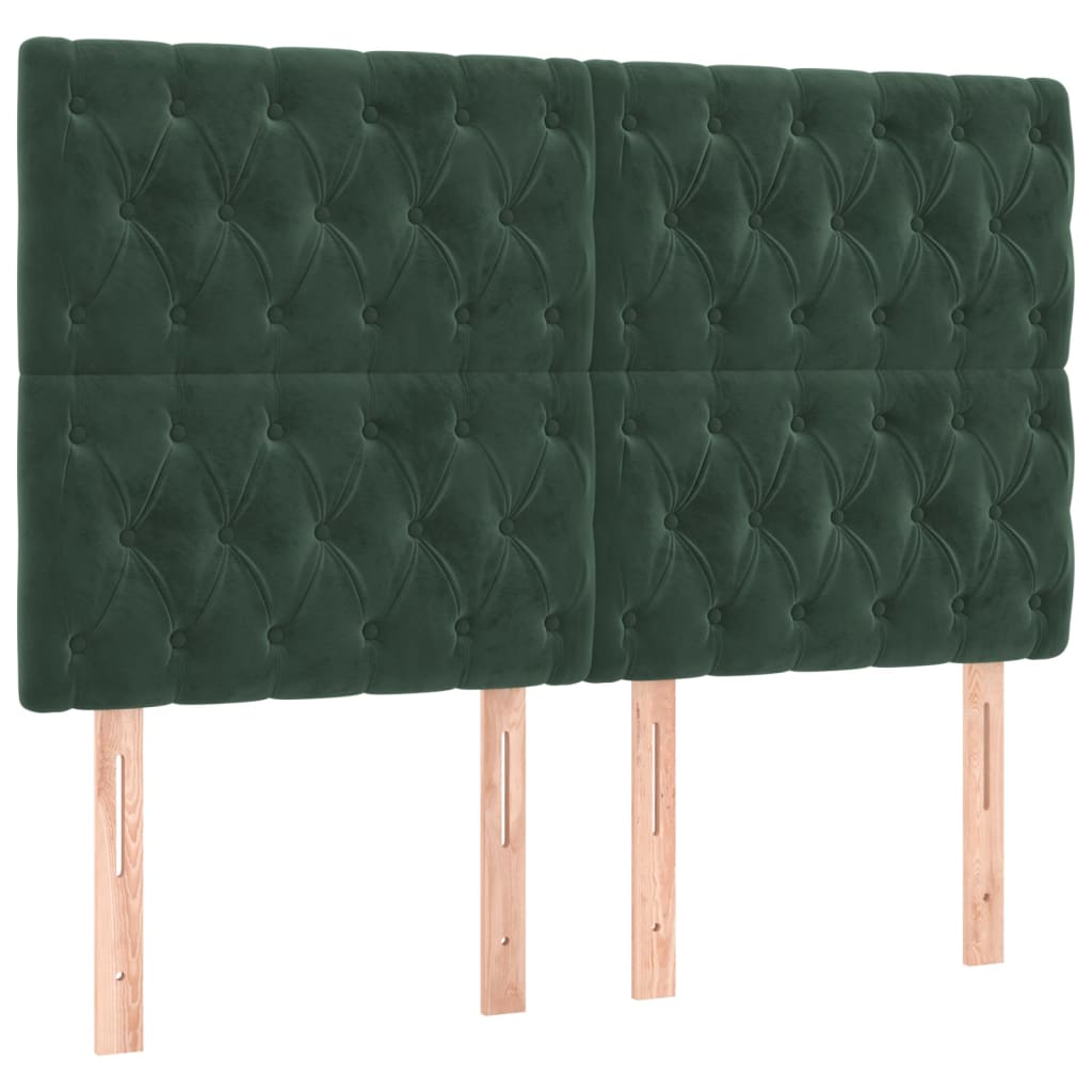 vidaXL Κρεβάτι Boxspring με Στρώμα Σκούρο Πράσινο 140x200εκ. Βελούδινο