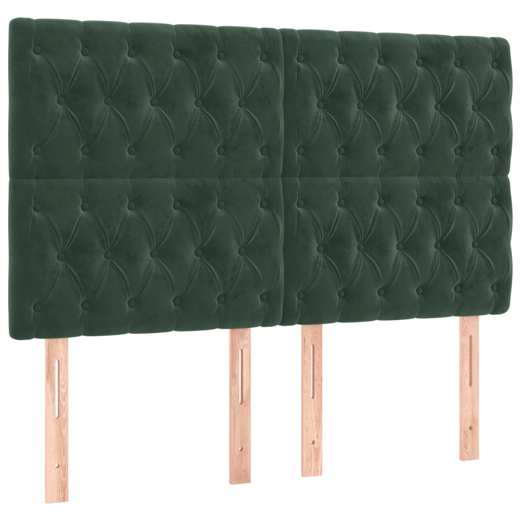 vidaXL Κρεβάτι Boxspring με Στρώμα Σκούρο Πράσινο 160x200εκ. Βελούδινο