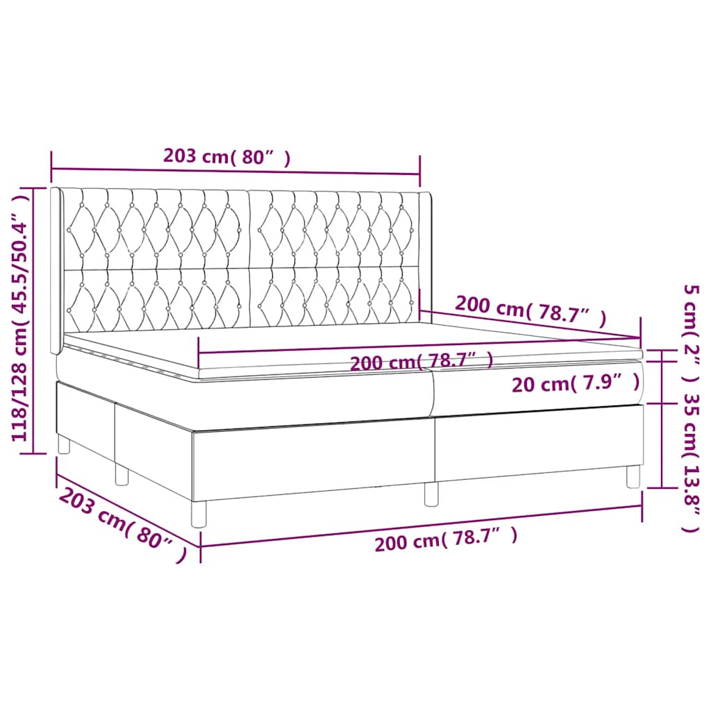 vidaXL Κρεβάτι Boxspring με Στρώμα Σκούρο Μπλε 200x200 εκ. Βελούδινο