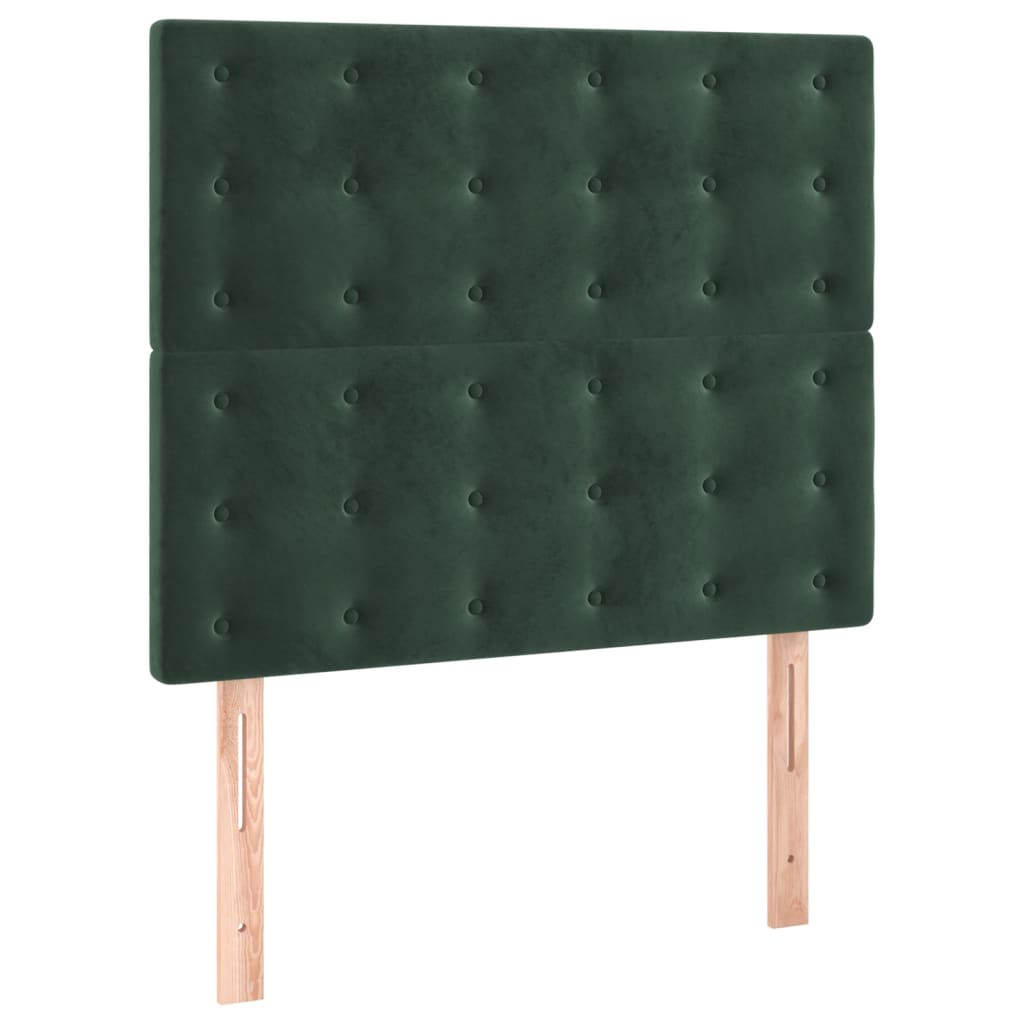vidaXL Κρεβάτι Boxspring με Στρώμα Σκούρο Πράσινο 100x200εκ. Βελούδινο