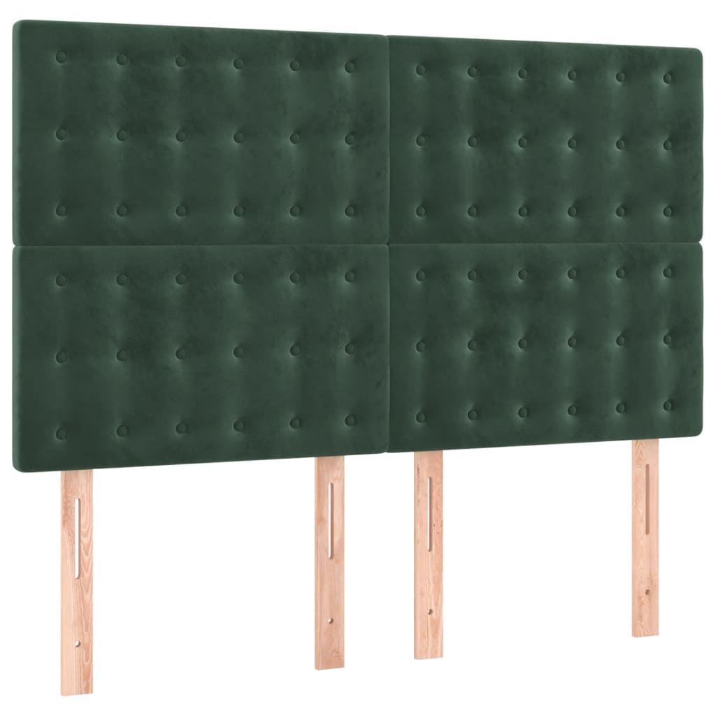 vidaXL Κρεβάτι Boxspring με Στρώμα Σκούρο Πράσινο 140x190εκ. Βελούδινο