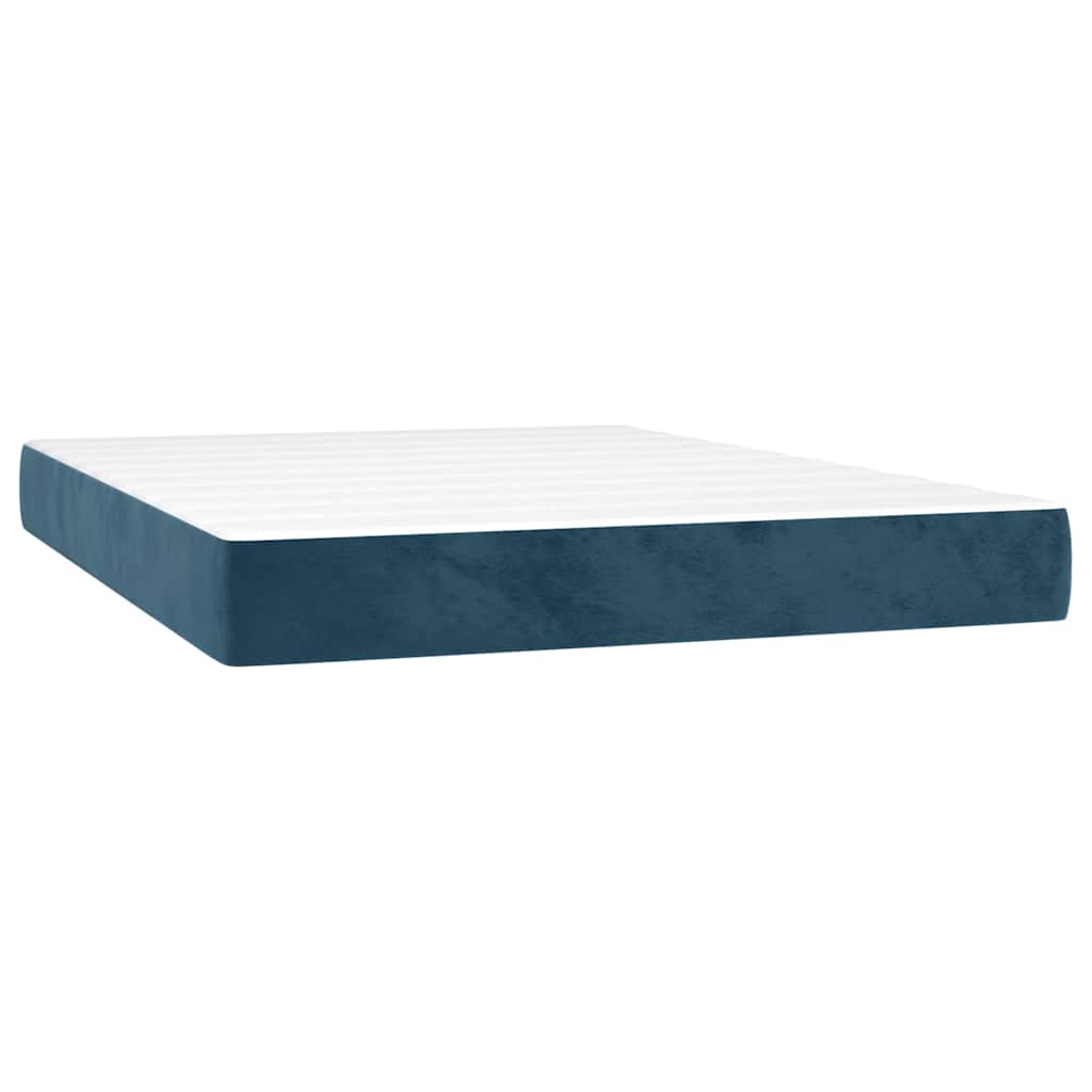 vidaXL Κρεβάτι Boxspring με Στρώμα Σκούρο Μπλε 140x200 εκ. Βελούδινο