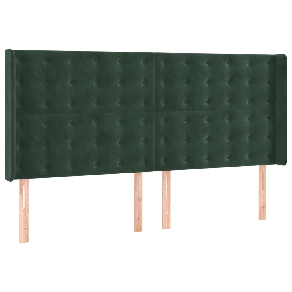 vidaXL Κρεβάτι Boxspring με Στρώμα Σκούρο Πράσινο 160x200εκ. Βελούδινο