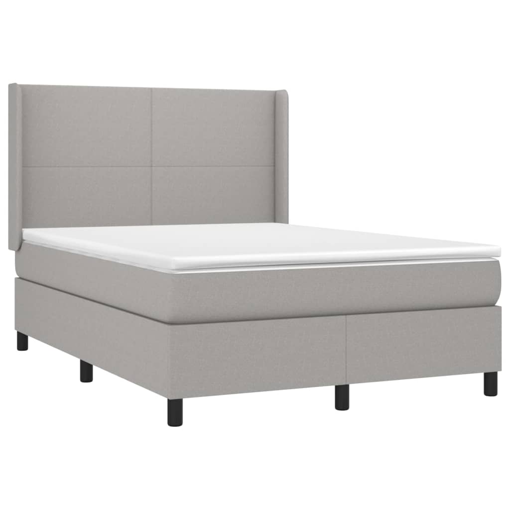vidaXL Κρεβάτι Boxspring με Στρώμα & LED Αν.Γκρι 140x200εκ. Υφασμάτινο
