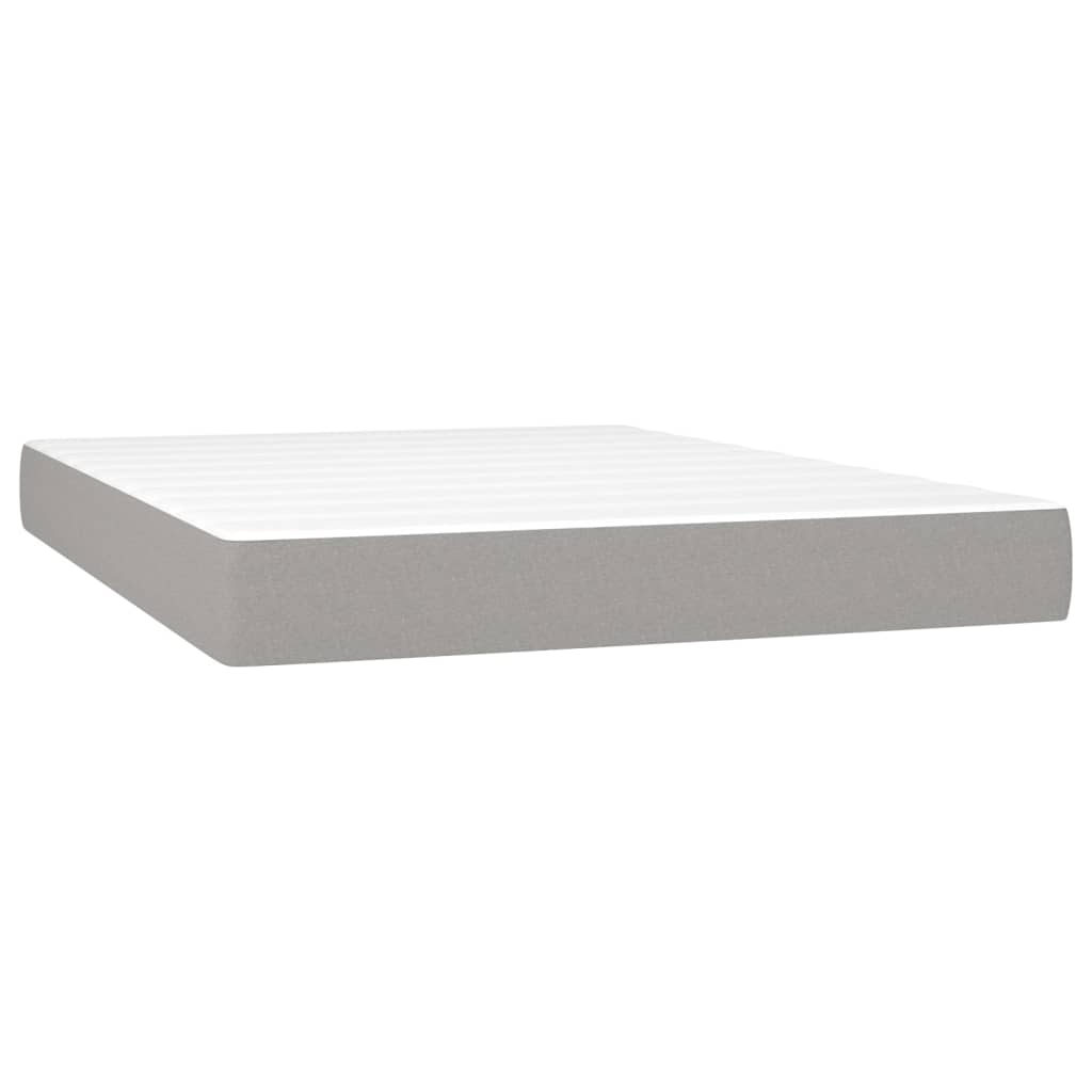 vidaXL Κρεβάτι Boxspring με Στρώμα & LED Αν.Γκρι 140x200εκ. Υφασμάτινο