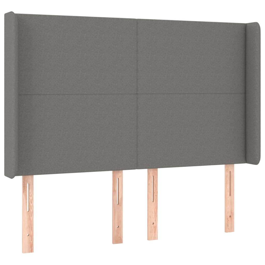 vidaXL Κρεβάτι Boxspring με Στρώμα & LED Σκ.Γκρι 140x200 εκ Υφασμάτινο