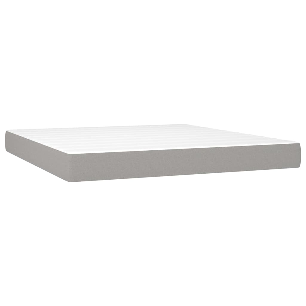 vidaXL Κρεβάτι Boxspring με Στρώμα & LED Αν.Γκρι 180x200εκ. Υφασμάτινο