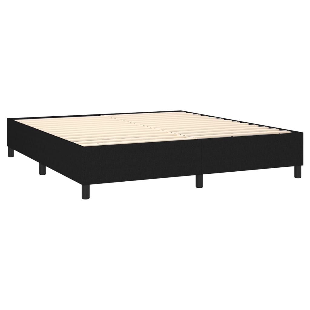 vidaXL Κρεβάτι Boxspring με Στρώμα & LED Μαύρο 180x200 εκ. Υφασμάτινο