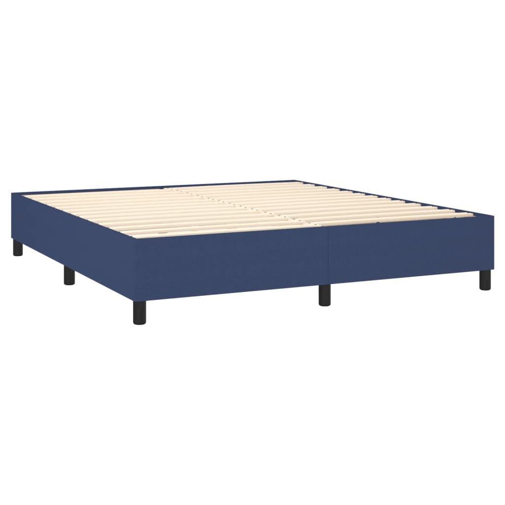 vidaXL Κρεβάτι Boxspring με Στρώμα & LED Μπλε 180x200 εκ. Υφασμάτινο