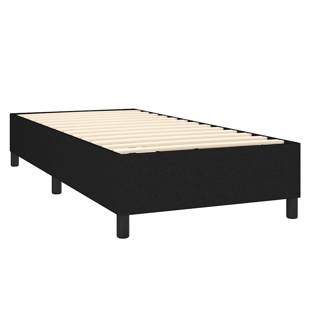 vidaXL Κρεβάτι Boxspring με Στρώμα & LED Μαύρο 80x200 εκ. Υφασμάτινο
