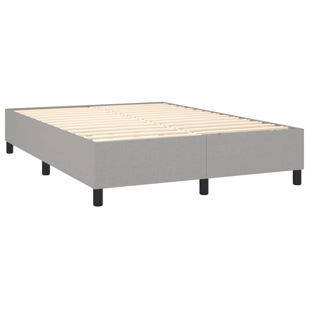 vidaXL Κρεβάτι Boxspring με Στρώμα & LED Αν.Γκρι 140x200εκ. Υφασμάτινο