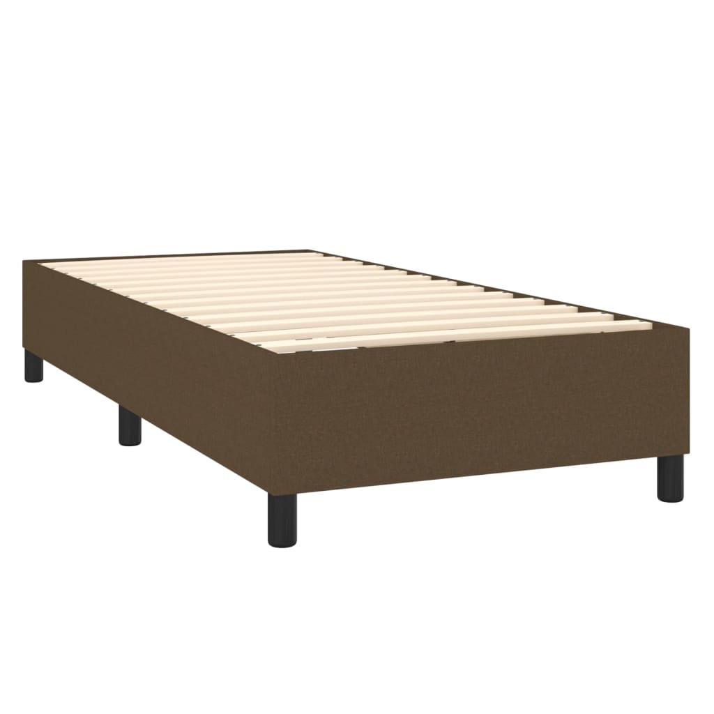 vidaXL Κρεβάτι Boxspring με Στρώμα & LED Σκ.Καφέ 80x200 εκ. Υφασμάτινο