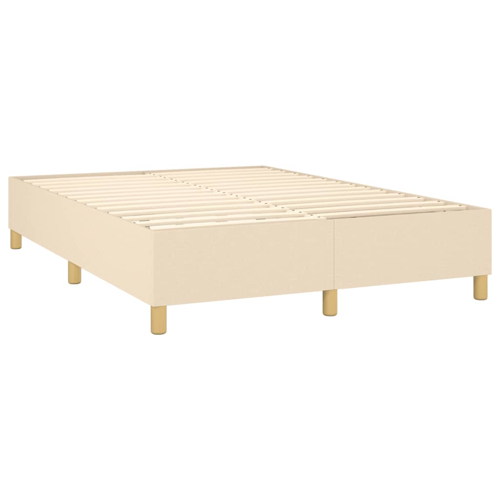 vidaXL Κρεβάτι Boxspring με Στρώμα & LED Κρεμ 140x200 εκ. Υφασμάτινο