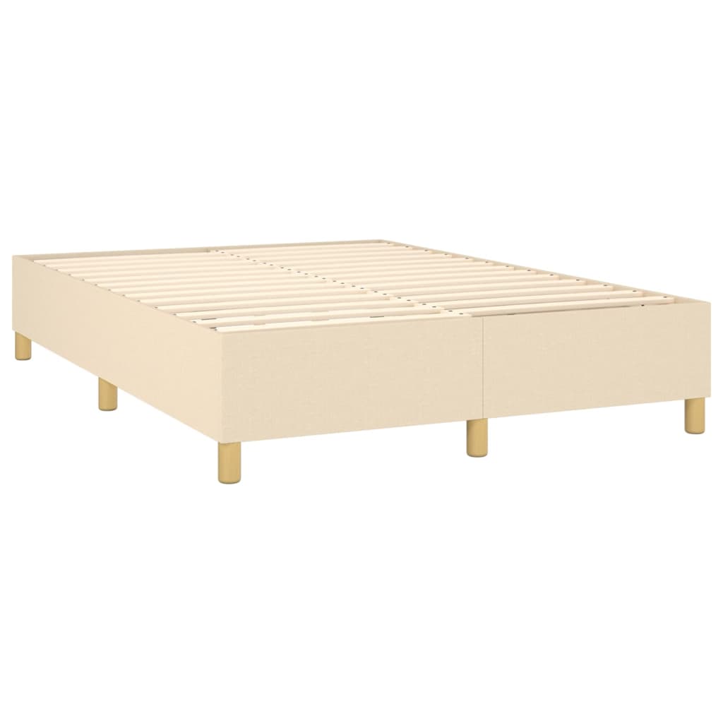 vidaXL Κρεβάτι Boxspring με Στρώμα & LED Κρεμ 140x200 εκ. Υφασμάτινο