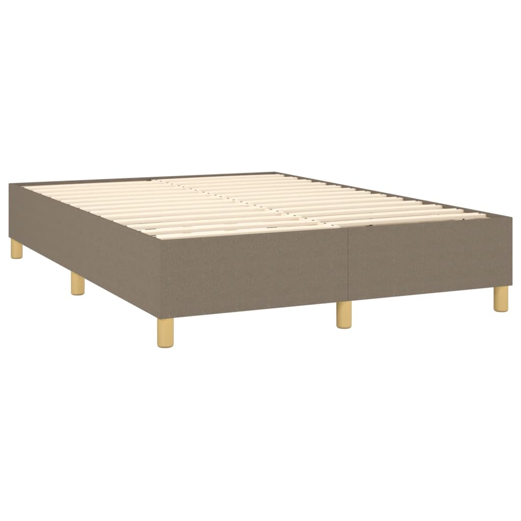 vidaXL Κρεβάτι Boxspring με Στρώμα & LED Taupe 140x200 εκ. Υφασμάτινο